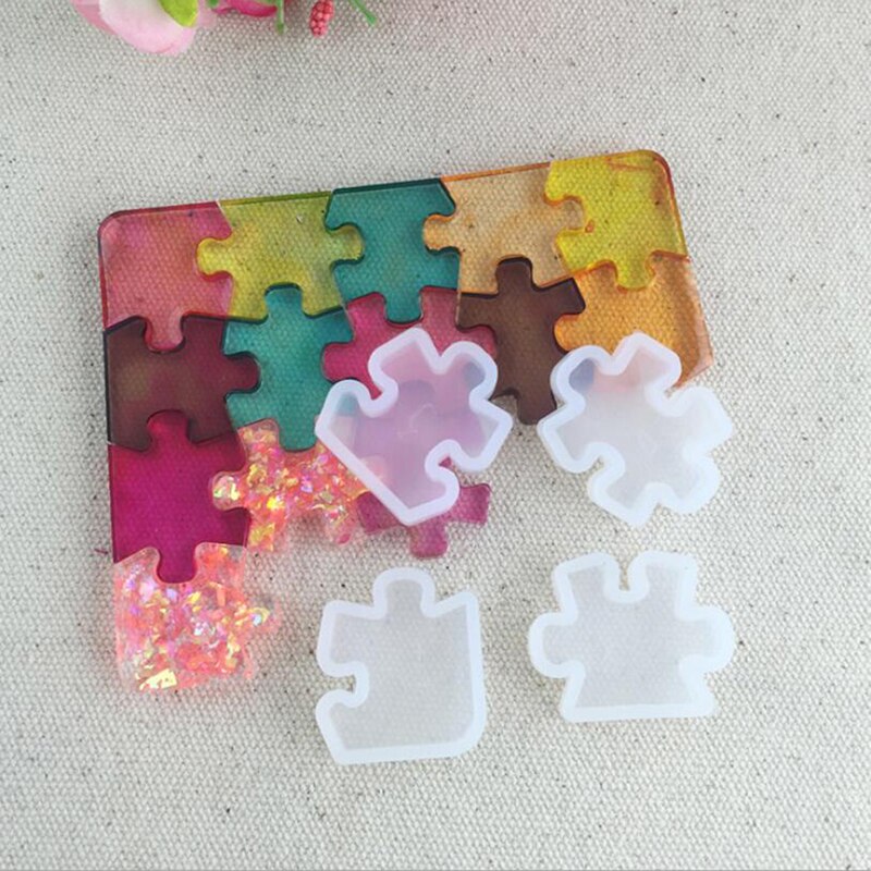 4pcs/set Puzzle Piece Gemstone Crystal Epoxy Resin Mold DIY Jewelry Pendant Making Tools Epoxy Clear Silicone Mould: 1