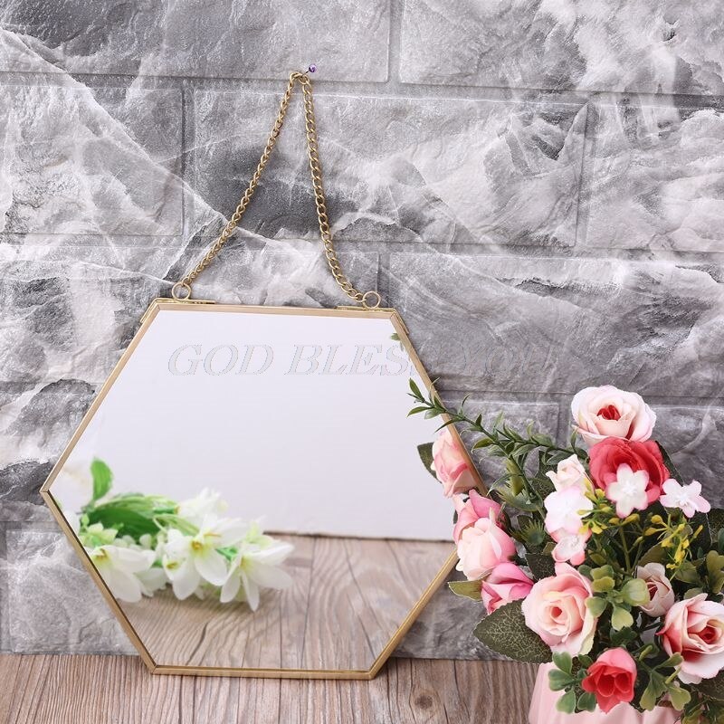 Nordic Hexagon Muur Opknoping Spiegel Goud Kaptafel Make Spiegels Badkamer Slaapkamer Decoratie Supplies