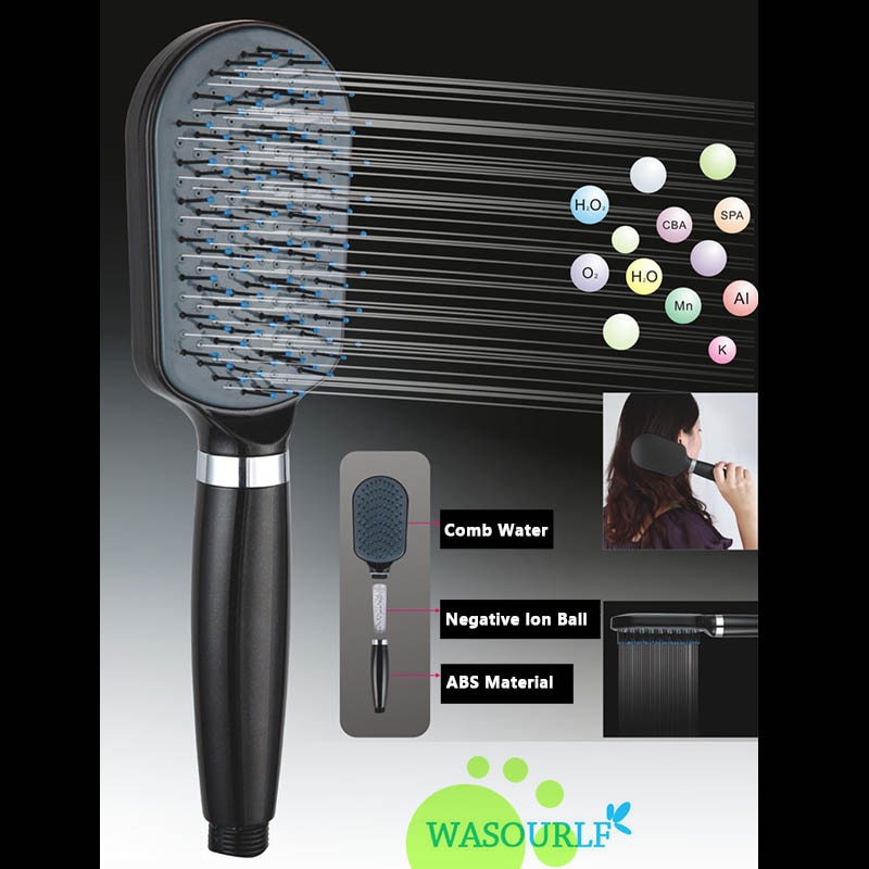 Wasourlf Oxygenics grzebień zestaw głowicy natryskowej zwiększyć Pressurize placu rąk robić prysznica, łazienki z tworzywa sztucznego ABS czyste włosy szczotka robić kąpieli