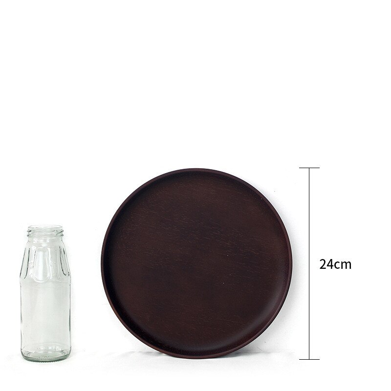 Storage Box Wood Pan Plate Fruit Dishes Saucer Tea Tray Dessert Dinner Bread Wood Plate Japanese Round/Rectangle Home Decoration: JJ1433-24CM