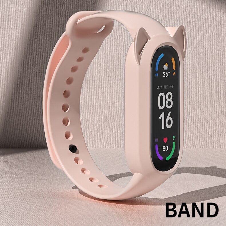 For Xiaomi Mi Band 6 5 4 3 Cat Earmuffs Case Silicone for miband 5 4 Wristband For Amazfit Band 5 Strap Cute style Replacement
