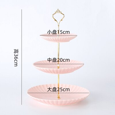Nordic Ceramic Fruit Plate Three-layer Dessert Plate Cake Plate Multi-Layer Pastry Plate Candy Tray Shelf: F