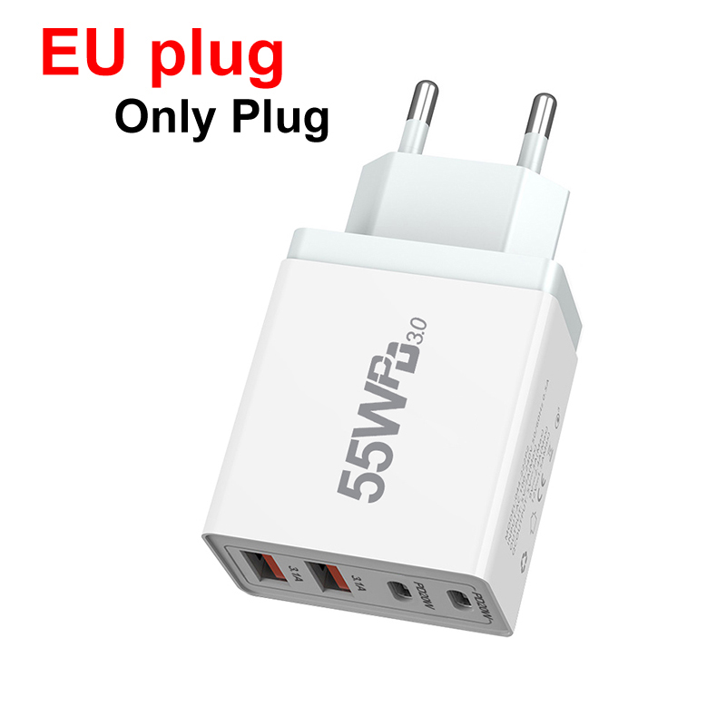 EU/US/UK/AU-stekker USB-oplader Quick Charge 3.0 voor telefoonadapter voor iPhone 13 Pro Max Draagbare wandlader Snelle oplader type c: eu
