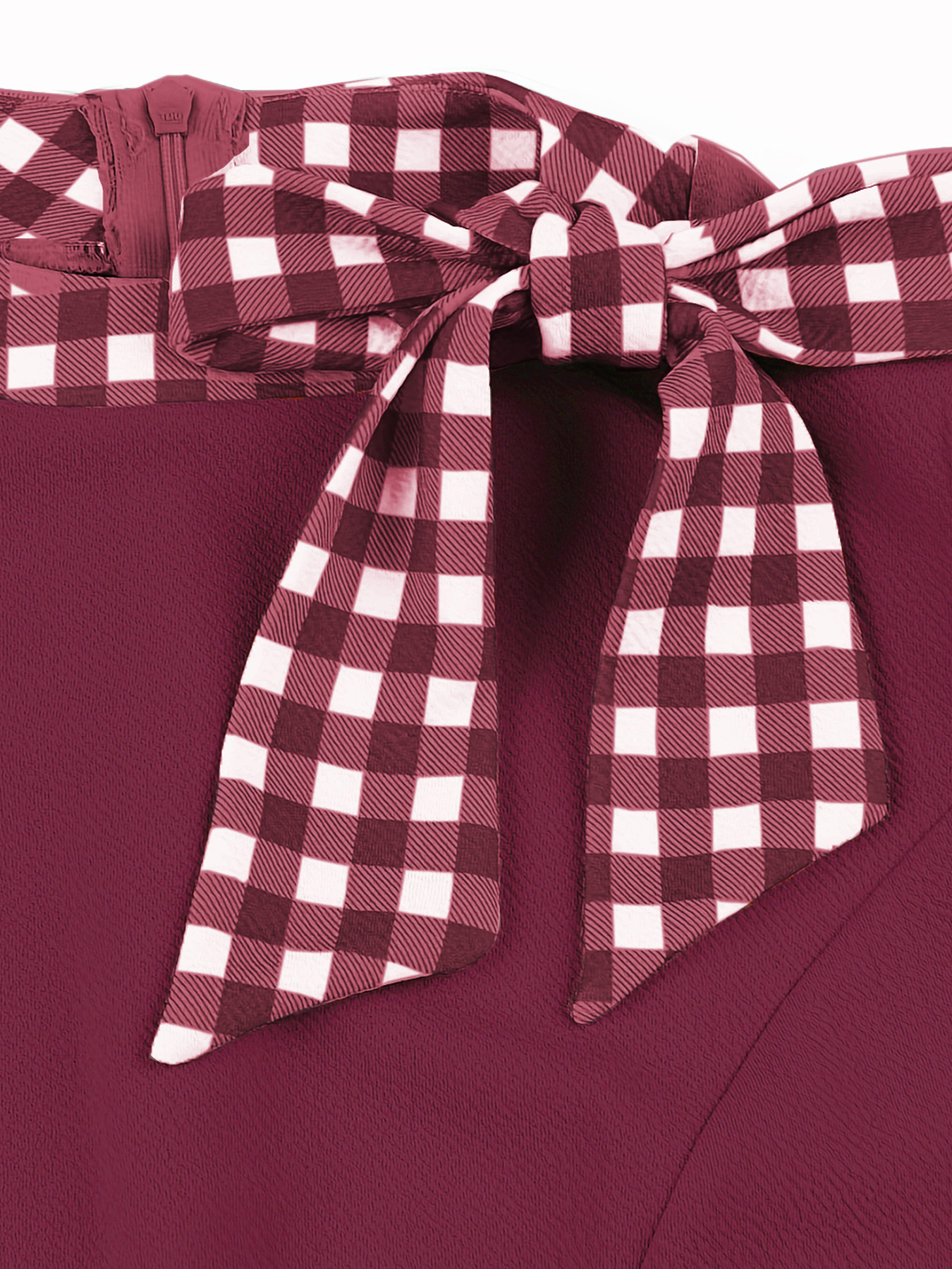 Tonval Contrast Plaid Tie Neck 1950s Dresses Birthday Women Gorgeous Clothes Summer A-Line Flare Dress