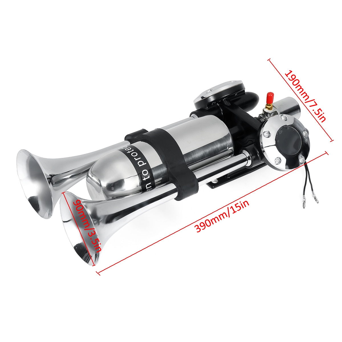 Bocina doble eléctrica de 12V/24V y 500dB, claxon de aire cromado fuerte, Kit de altavoz con compresor de aire para tren, camión