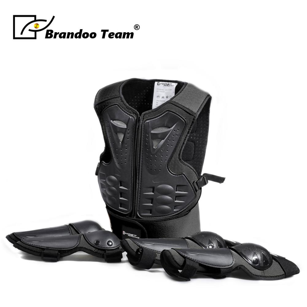 För 5-13 år barn ungdom helkroppsskydd pansar motocross motorcykel åka skridskoåkning bröst knä armbåge pansar: Svart