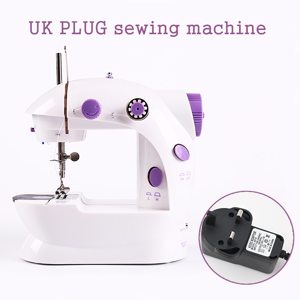 Machine à coudre Mini manuelle, Portable, Assistant domestique, électrique, double vitesse, réglage avec veilleuse, couture d'aiguilles: UK PLUG
