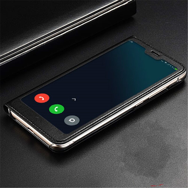 Für Xiaomi Redmi 6A Fall Abdeckung Full View Fenster PU Leder Flip Abdeckung Funda Fall für Xiaomi Redmi 6a Telefon fall Abdeckung: Black