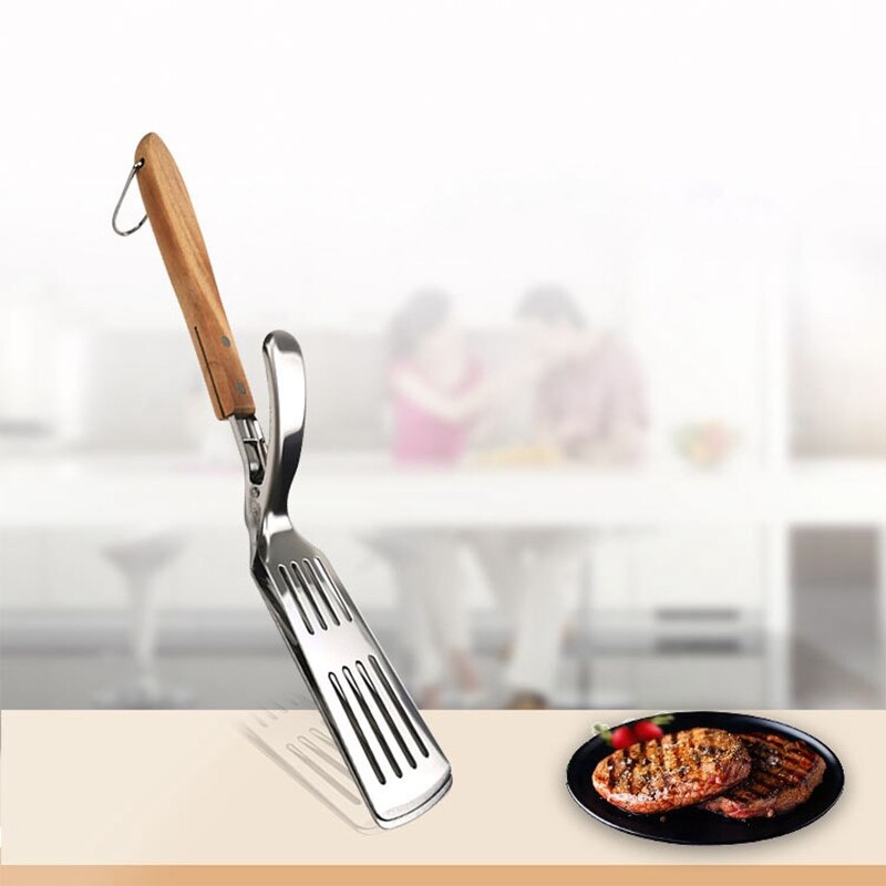 Roestvrijstalen barbecuetang, gefrituurde biefstukschep, gefrituurde visschep, bbq broodklem, keukenbroodklem, vleesklem