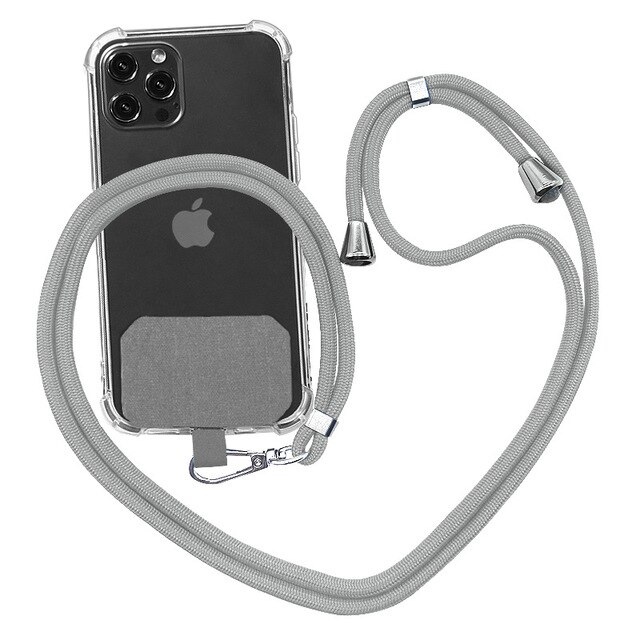 Universal crossbody nylon patch telefonsnöre telesladd telefon lanyard rem nylon mjukt rep mobiltelefon hängsnöre: Ljusgrått