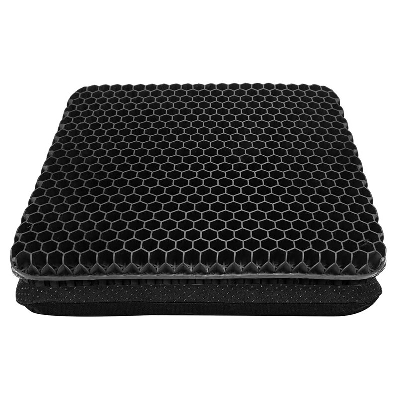 Cojín ortopédico de Gel para asiento, funda de tela antideslizante, transpirable, para silla y coche: Negro