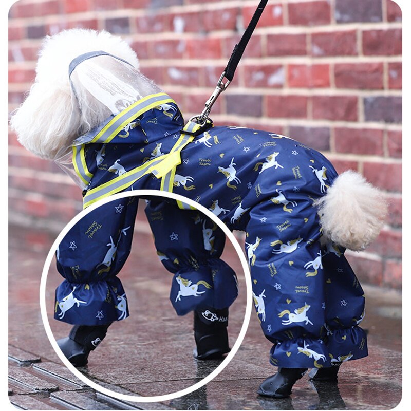 Hond Regenjas Waterdichte Regenjas Cartoon Reflecterende Regenjas Voor Hond Outdoor Kleding Jas Voor Kleine Hond Huisdier Jumpsuit