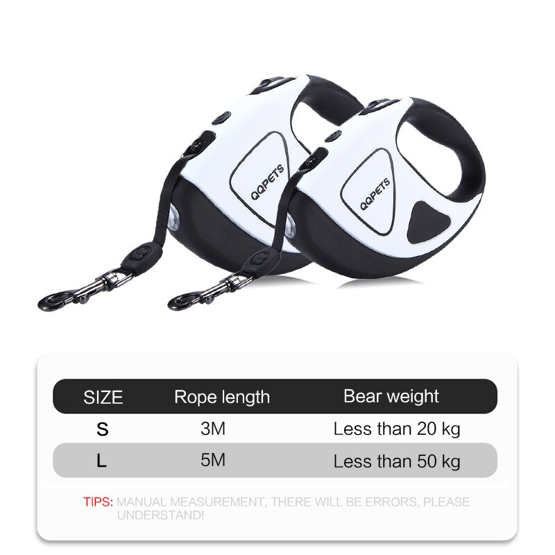 Hondenriem automatisch intrekbaar, led-lichtgevend, rekbaar, nylon hondenriem, lange hondenhand, touw voor middelgrote en grote honden.