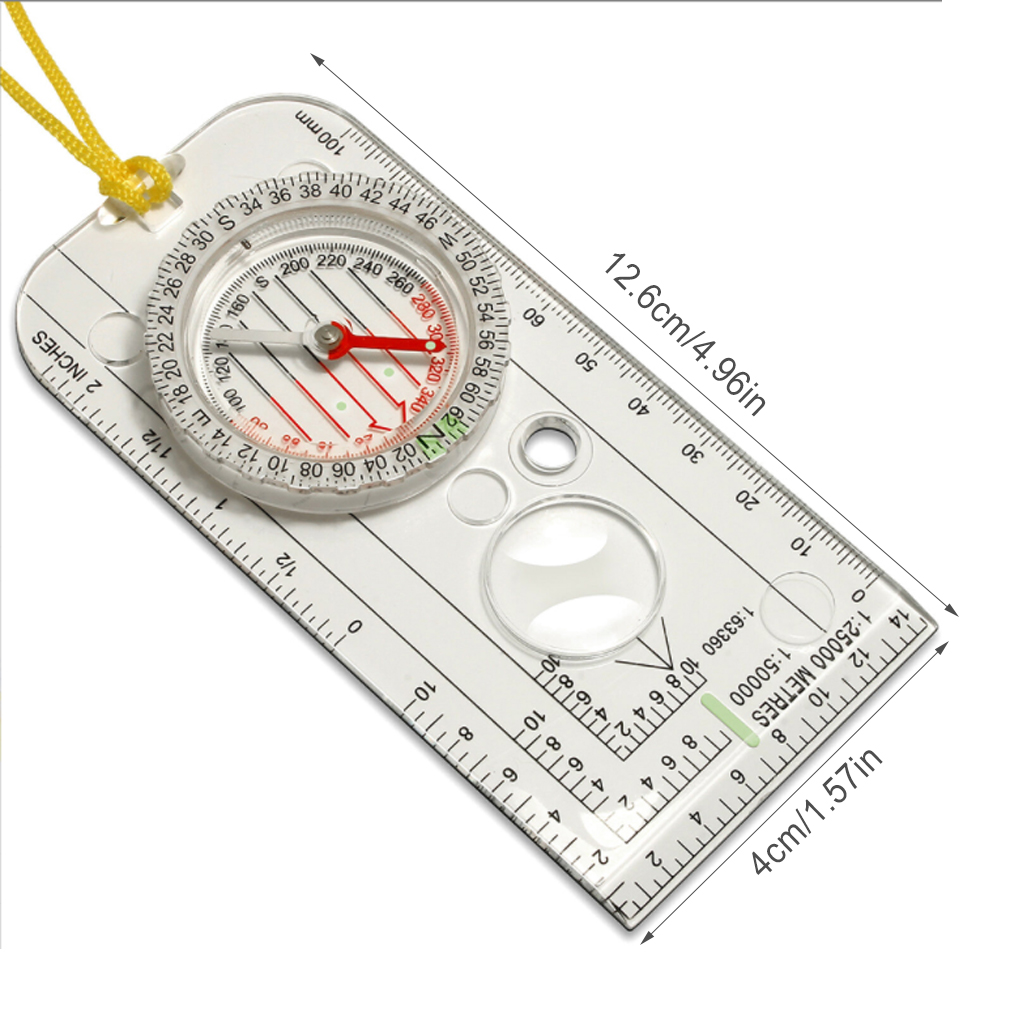 Compass Navigation Map Ruler Portable Scouting Hiking Scale Rulers Outdoor Orienteering Equipment Hunting Survival