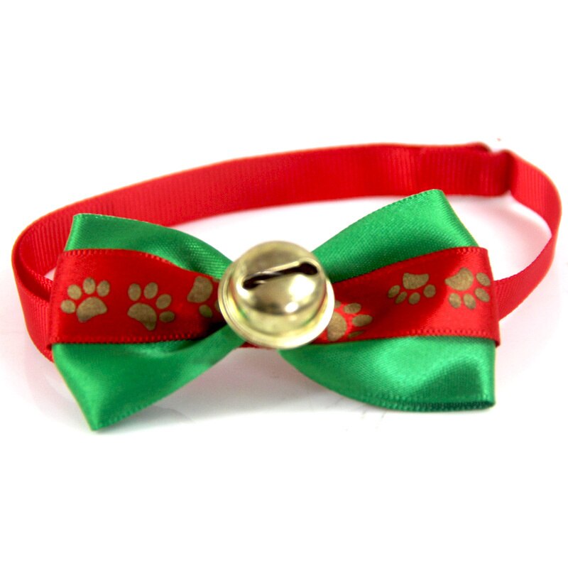 Hond Jaar Boog Kerstversiering Voetafdrukken Bel Ketting Hond Accessoires Hond Hoofdtooi Hond Kat Ornament Boog Hoofdtooi