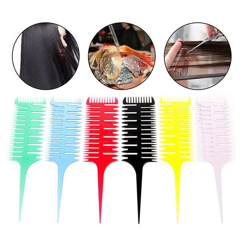 Easy To Use Weave Weaving Comb Hair Dye Styling Tool Salon Hair Dyeing Comb 3-Way Sectioning Highlight Comb