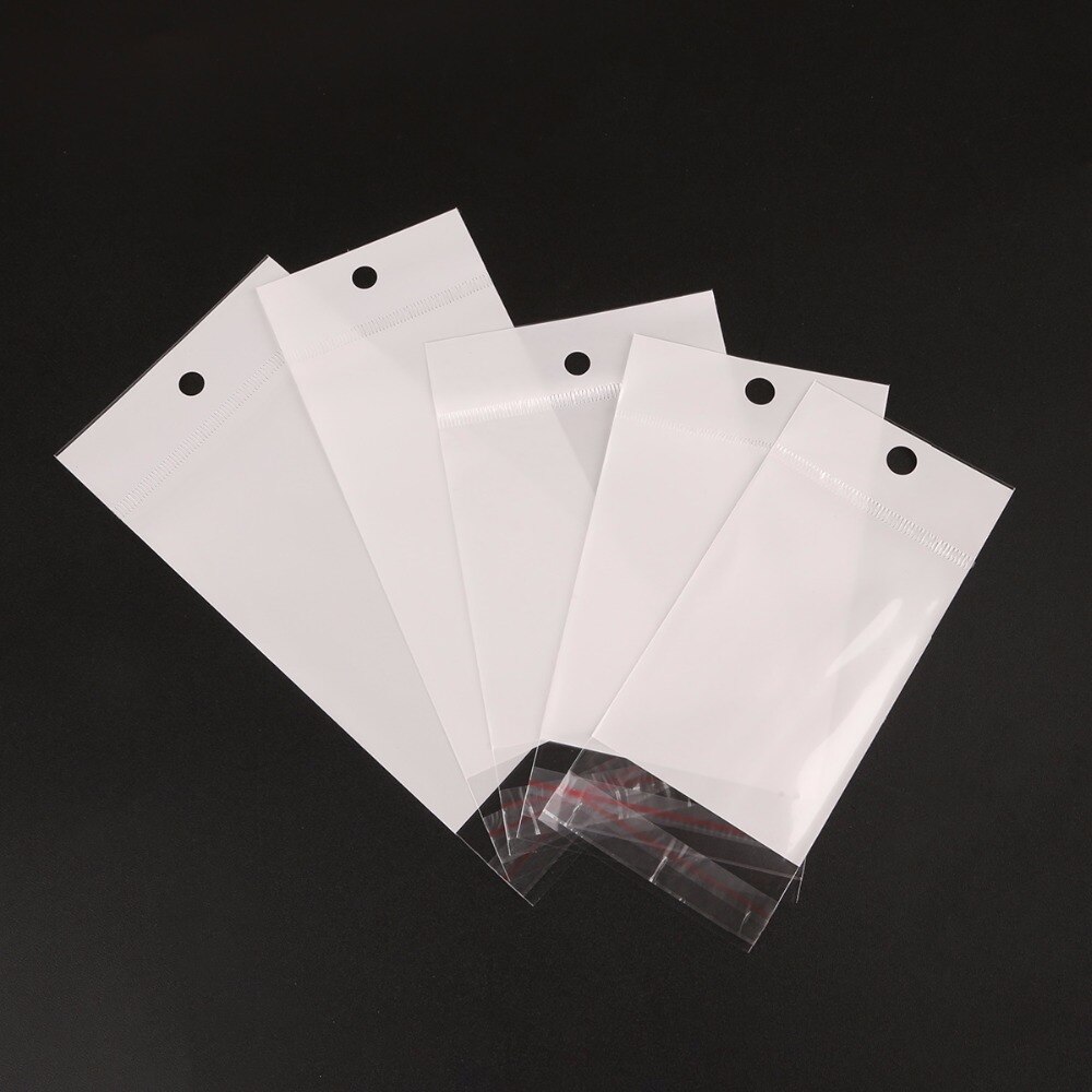 100Pcs/Lot Clear Self Adhesive Seal Plastic Storage Bag OPP Poly Pack Bag Retail Packaging Package Bag With Hang Hole