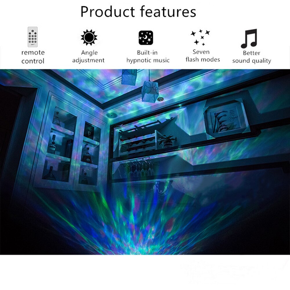 7 kleuren led nachtlampje hemel afstandsbediening oceaan golf hemel projector met mini muziek nieuwigheid babylamp voor kinderen