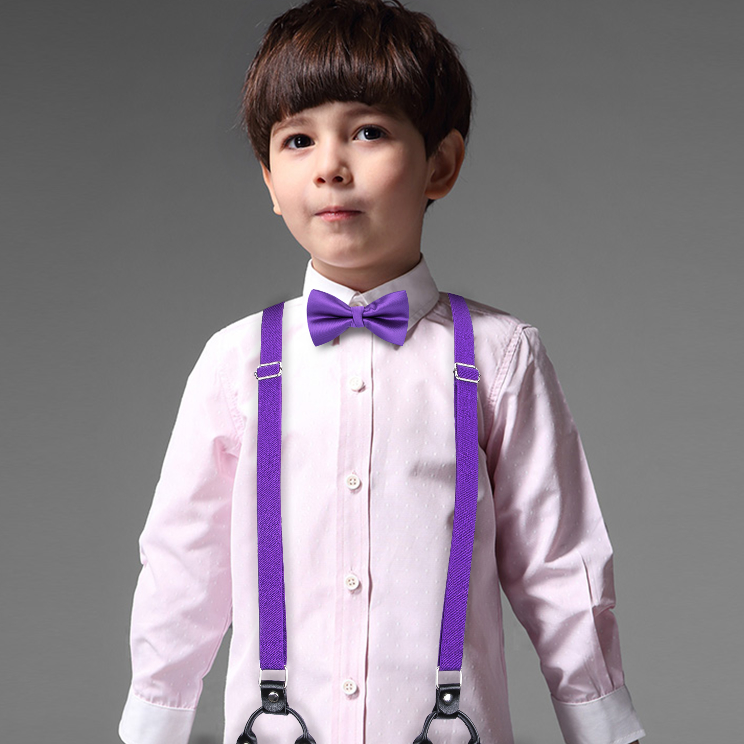 Tirantes de Color sólido para niños, conjunto de pajarita, cinturón elástico ajustable para niño, para boda, de cumpleaños, tirantes con Clip en forma de Y: BJ-0019