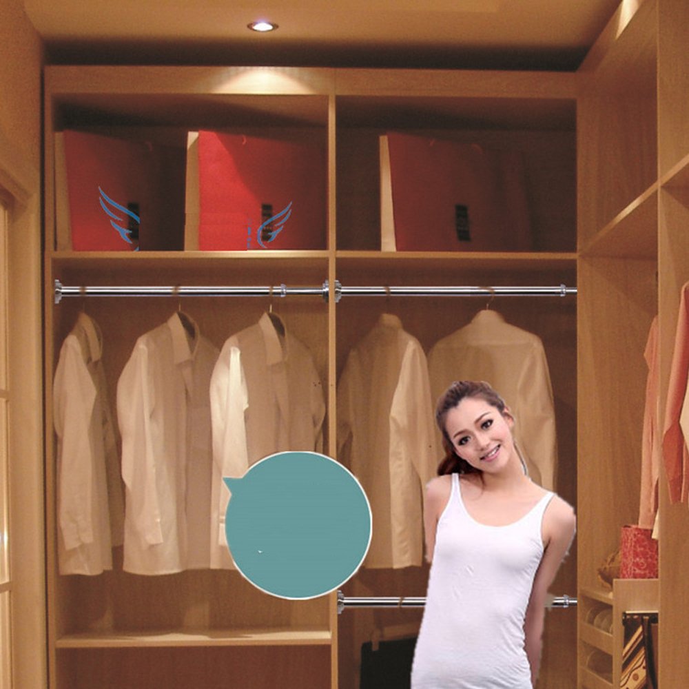 Stainless Steel Extendable Clothes Hanger Drying Rack Shower Curtain Rod Hanging Pole Retractable