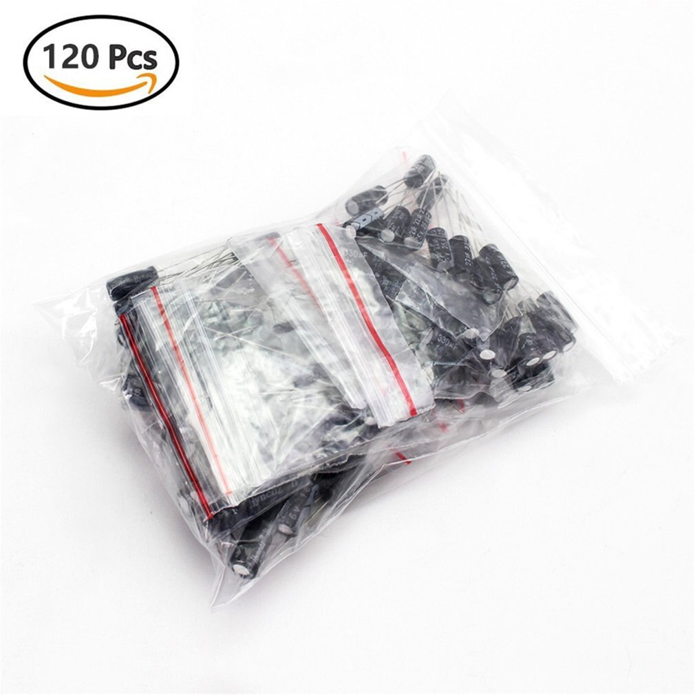 120 Pcs/set 12 Values 0.22 UF-470 UF Aluminum Electrolytic Pack Capacitor Selection Kit Electrolytic capacitor pack