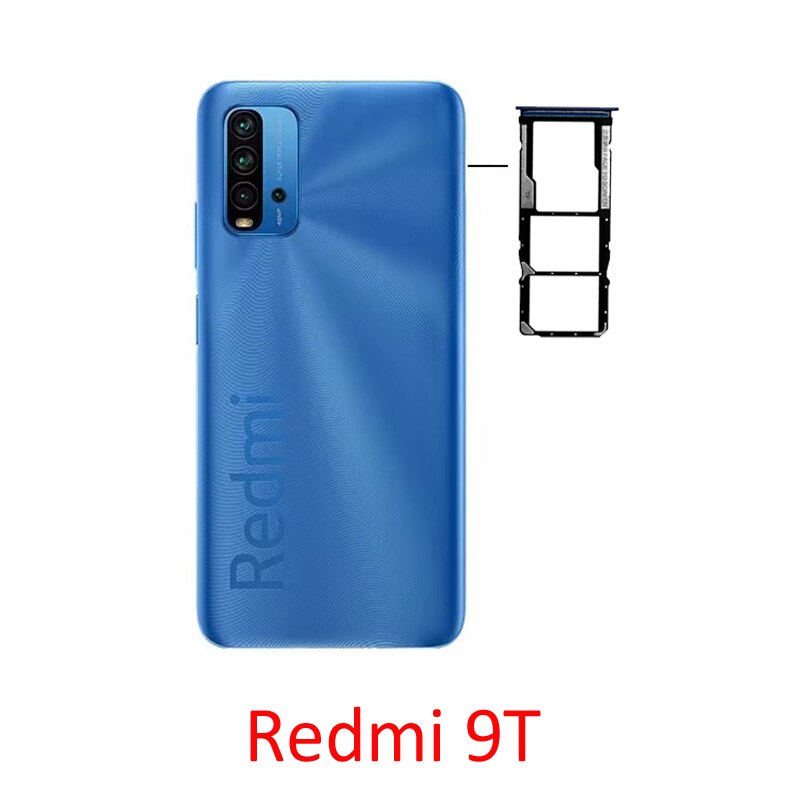 Sim Card Tray Slot Voor Xiaomi Redmi 9T Originele Telefoon Sim Chip Micro Sd Adapter Houder Reader blauw Zwart + Pin