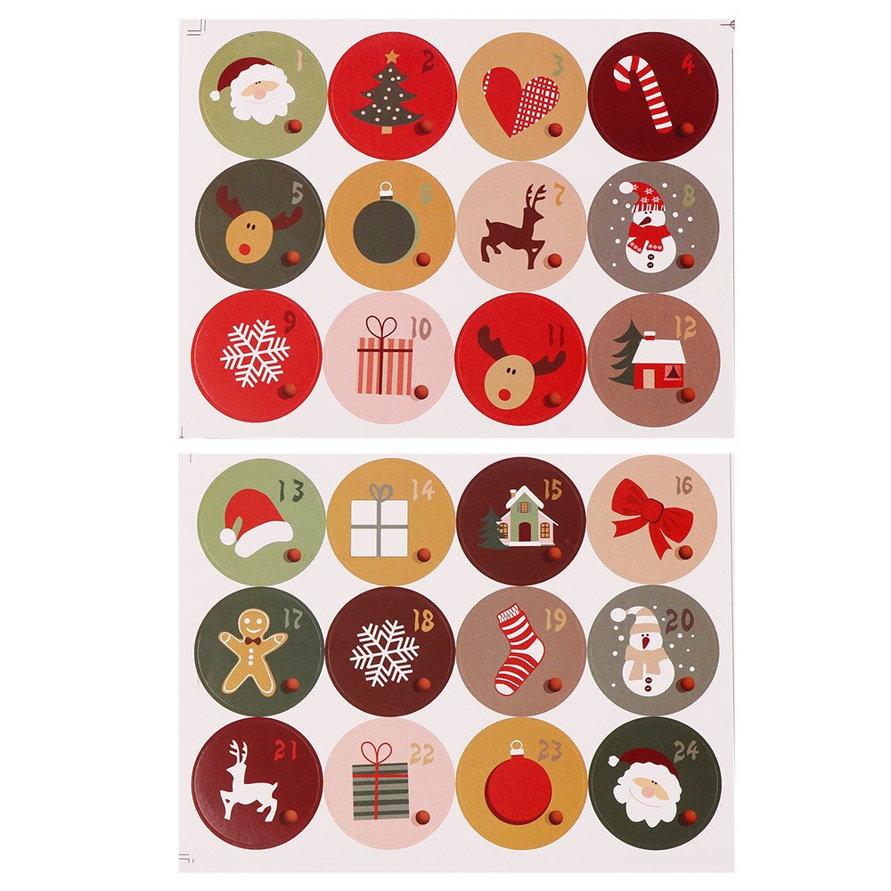 Merry Christmas Number Paper Stickers Advent Calendar Sticker Multi-Function DIY Packaging Cookie Sealing Label Decor: 7