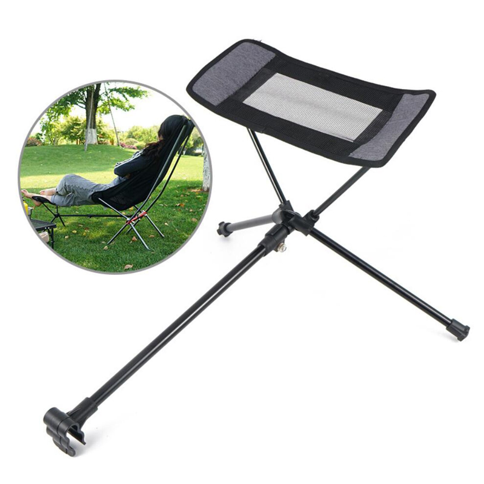 Portable Folding Footstool Camping Fishing Chair Footrest, Anti-skid Retractable Leg Chair Stool for Camping BBQ Fishing Picnic