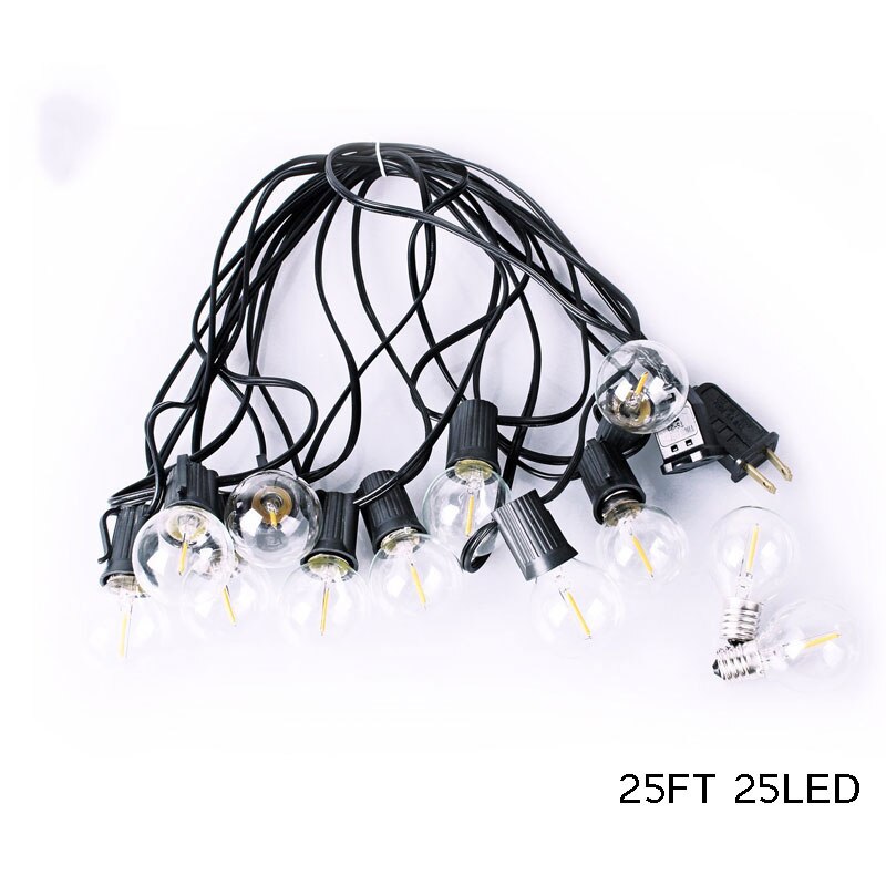 Waterdichte Outdoor 10M10LED & G40 1W Led Lamp Licht Snaar Licht Kan Worden Aangesloten Op Party Tuin Kerst guirlande Cafe: 25FT 25LED / 110V