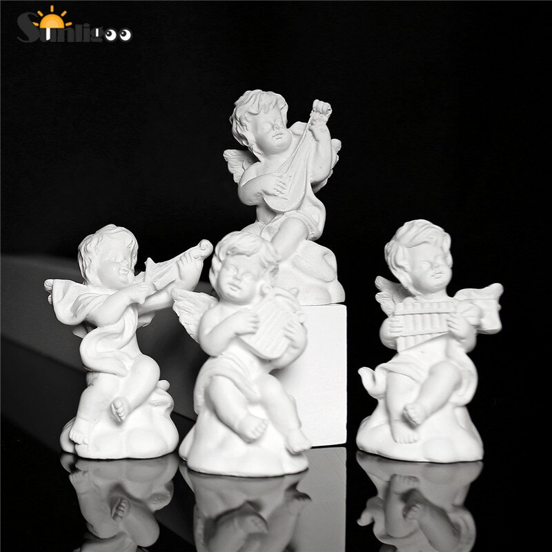 Sunligoo Mini Cute Angel Statue Small Cupid Figure Home Decor Music Fairy Model Sketch Practice Estatua Festival Wedding