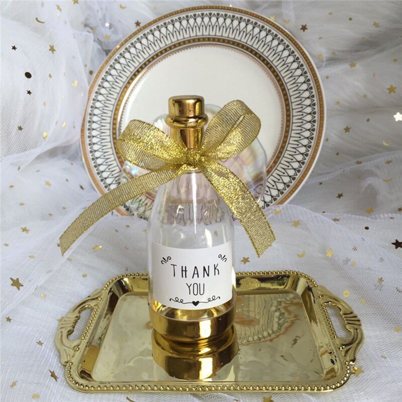 12 Stuks Dank U Plastic Snoep Doos Diy Champagne Fles Plastic Doos Baby Douche Bruiloft Gunst Geschenkdozen Party Decoratie supply: Gold 1