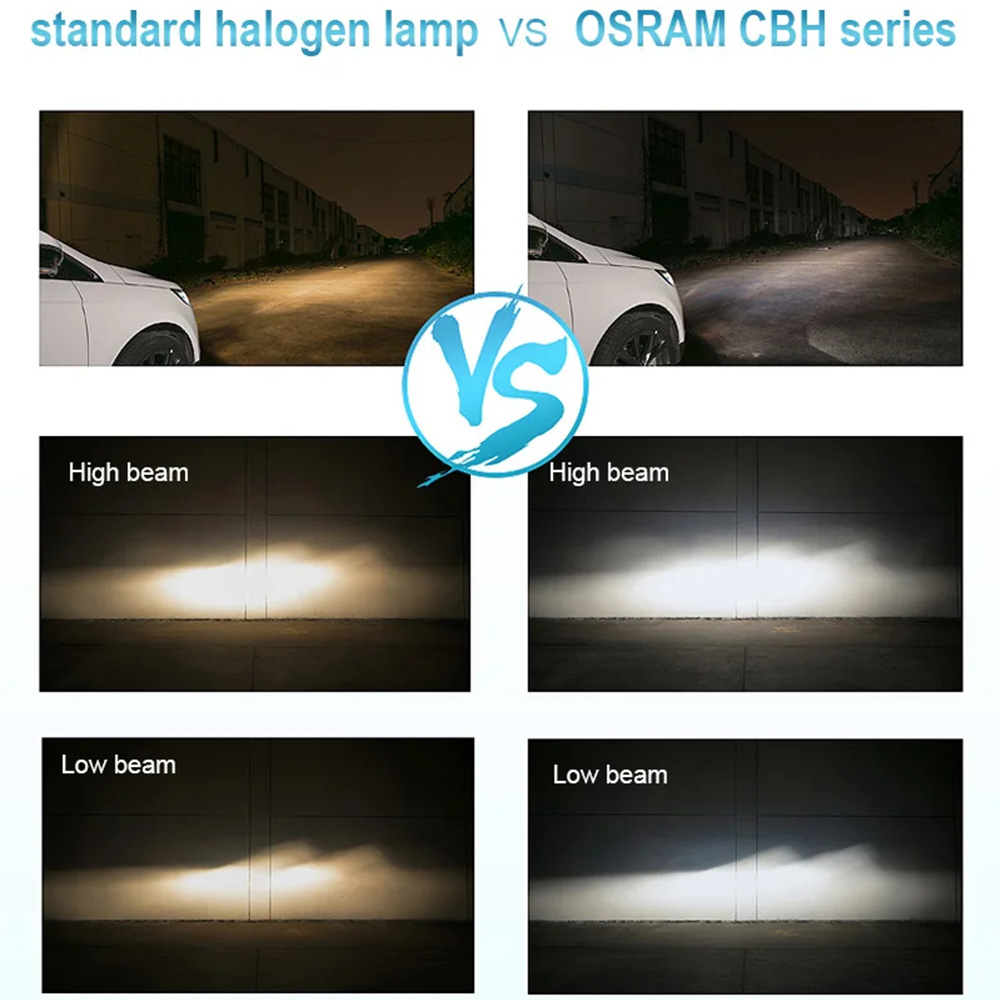 Osram cool blue hyper white  h7 h4 h1 h11 hb3 9005 hb4 9006 halogenforlygte billygte hi/lo-stråle 5300k 12v 55w pære  (2 stk.)