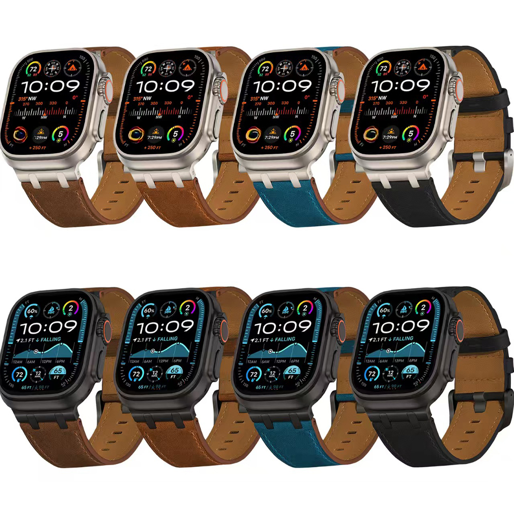 Leather Band for Apple Watch Ultra 2 49mm Series 10 46mm Luxury Strap Sports Bracelet for iWatch 10 9 8 7 6 5 4 SE ultra 44 45mm