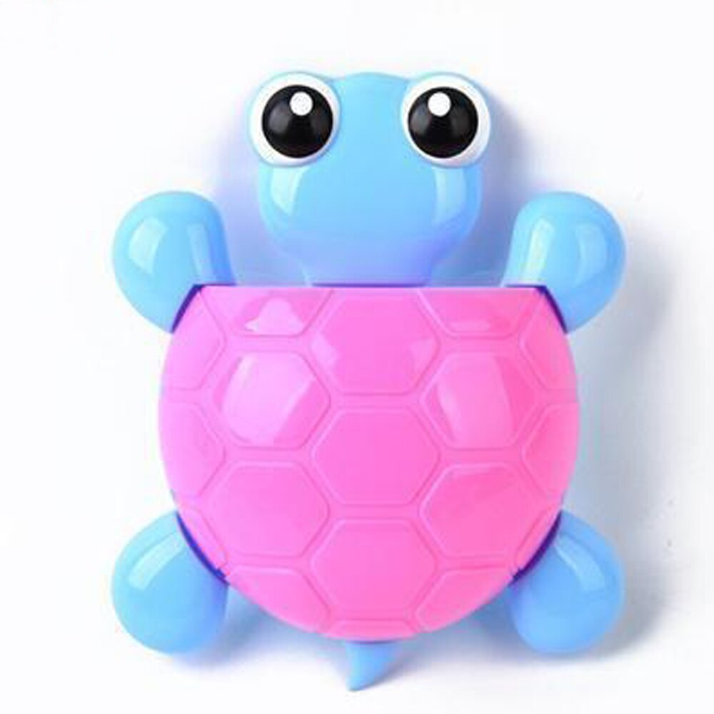 Cute Cartoon Tortoise Shaped Toothpaste Rack Strong Suction Cup Plastic Toothbrush Holder Turtle Shelves Bathroom Accessories: red