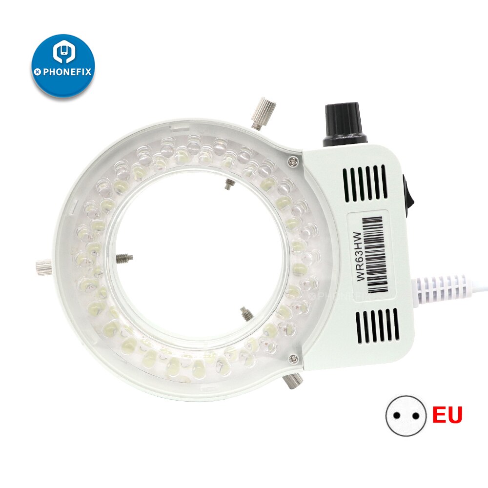56 LED Adjustable Ring Light illuminator Lamp for Stereo Zoom Microscope Microscopio Camera Light Source: White EU Plug