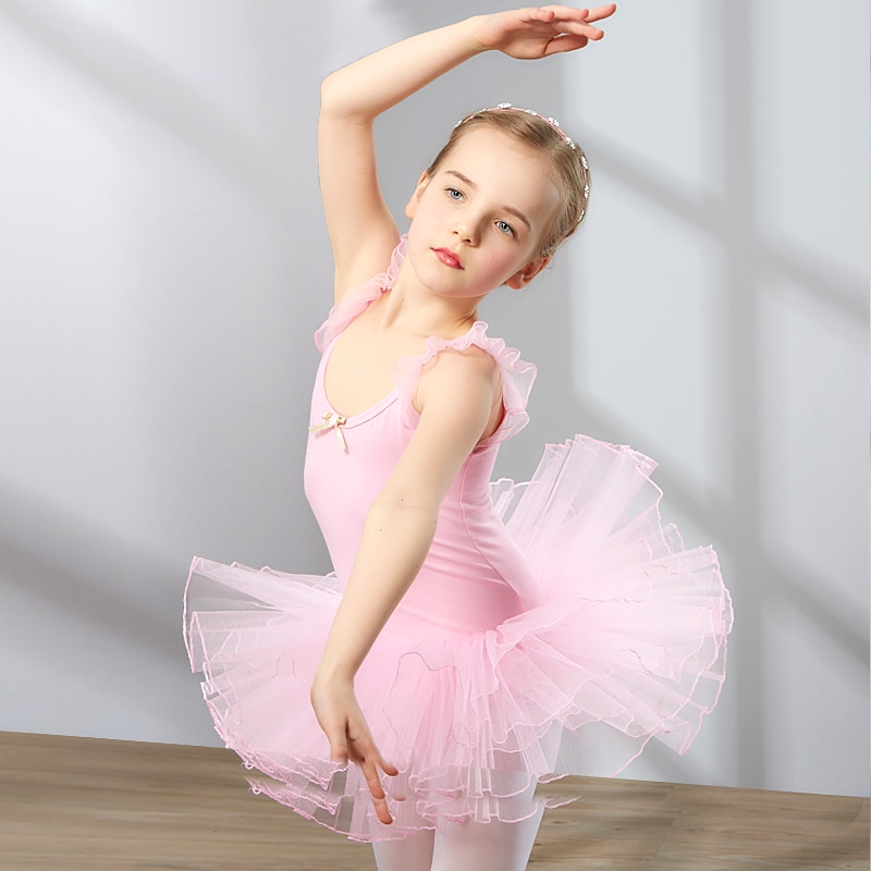 Baumwolle und Spandex Ballett Kleid Ballettröckchen Ballett Danse für Mädchen freundlicher freundlicher Ärmellose Tüll tanzen