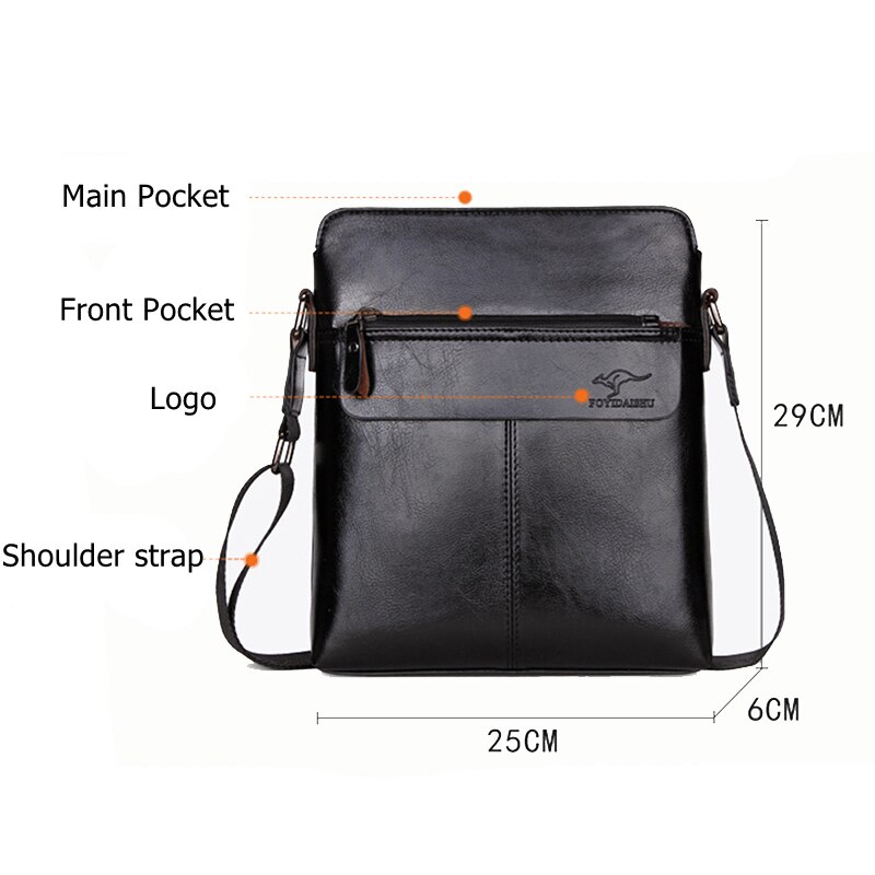 Mænds taske mænds håndtasker forretningstaske lodret pu læder skulder messenger taske til mand med lommebog lomme lsh 735