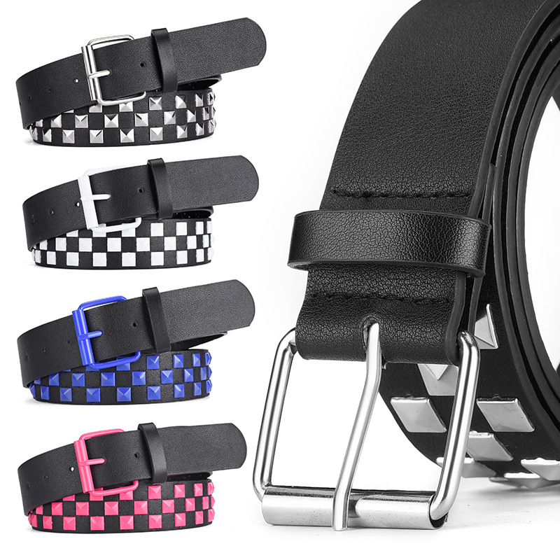 Vitt bälte med spänne, hiphop-punk, trendigt all-match-bälte för kvinnor, accessoarer för  y2k flickor, rosa pu-midjeband