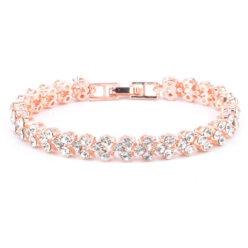 Pulseras para mujer nueva estilo romano pulseras de cristal para mujer joyería de acero inoxidable mujer M1: Rose Gold