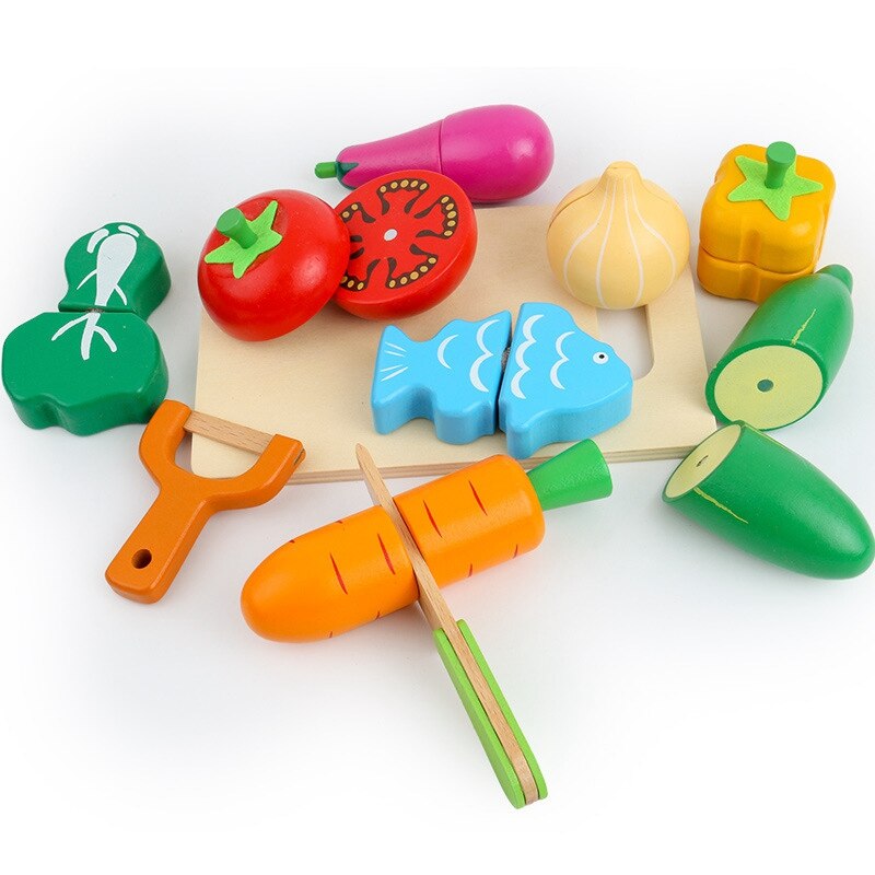 Houten Kinderen Puzzel Vroege Onderwijs Speelhuis Speelgoed Simulatie Fruit En Groente Snijdt