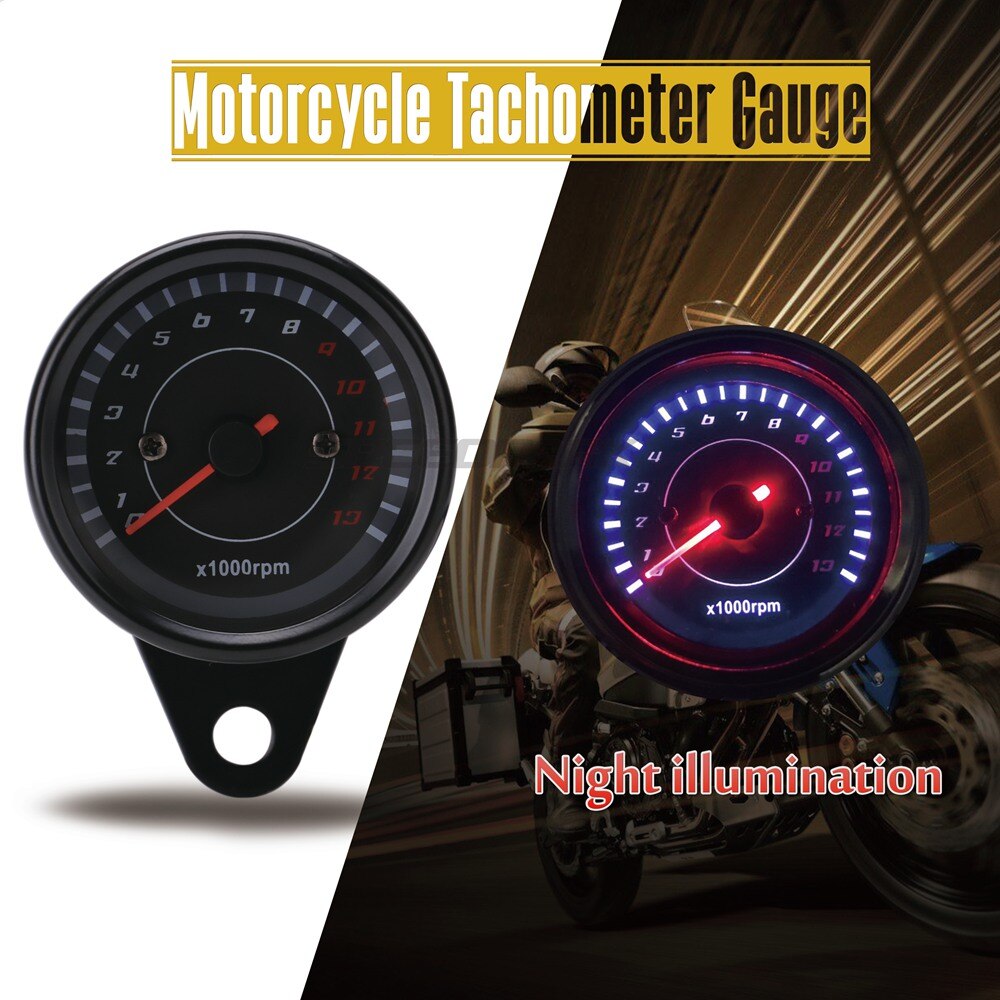 12V Universal Motorcycle Tachometer Tacho Gauge Speedometer with LED Backlight Night Light Motorbike Moto Instrument Accessories