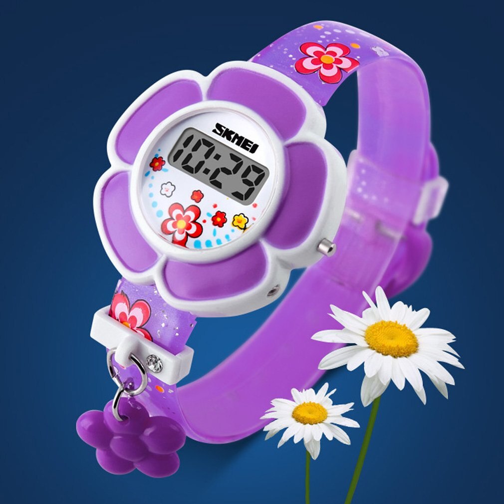 Mooie Kinderen Horloges Mode Bloem Schattige Kinderen Horloges Cartoon Siliconen Digitale Horloge Kids Jongens Meisjes Pols Horloges