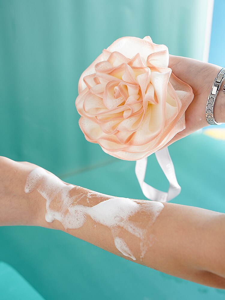 Spugna a rete bicolore grande palla da doccia palla di spugna a rete non sparsa di fascia alta ragazza carina bagno schiumogeno forniture da bagno super morbide