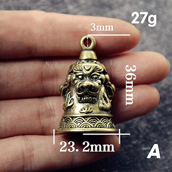 Clochette Vintage en laiton antirouille | Mini porte-clés Portable, porte-bonheur, bonne fortune, décoration de maison et de bureau, pendentif pour Animal de compagnie: A