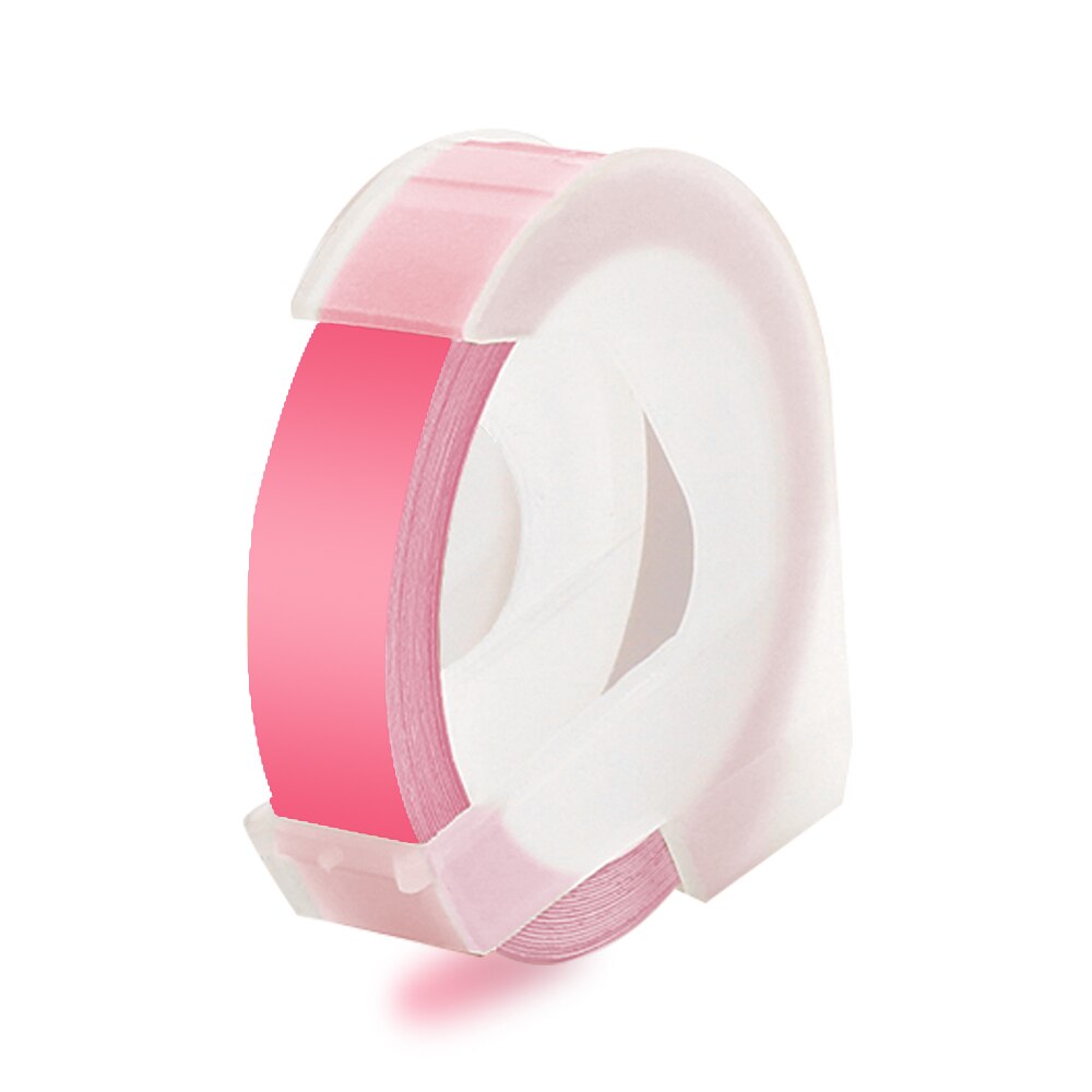 1 roll 9MM Compatible for Dymo 3D Plastic Embossing Tapes for DYMO 1011 1610 12965 MOTEX E101 Label Makers: White on Pink