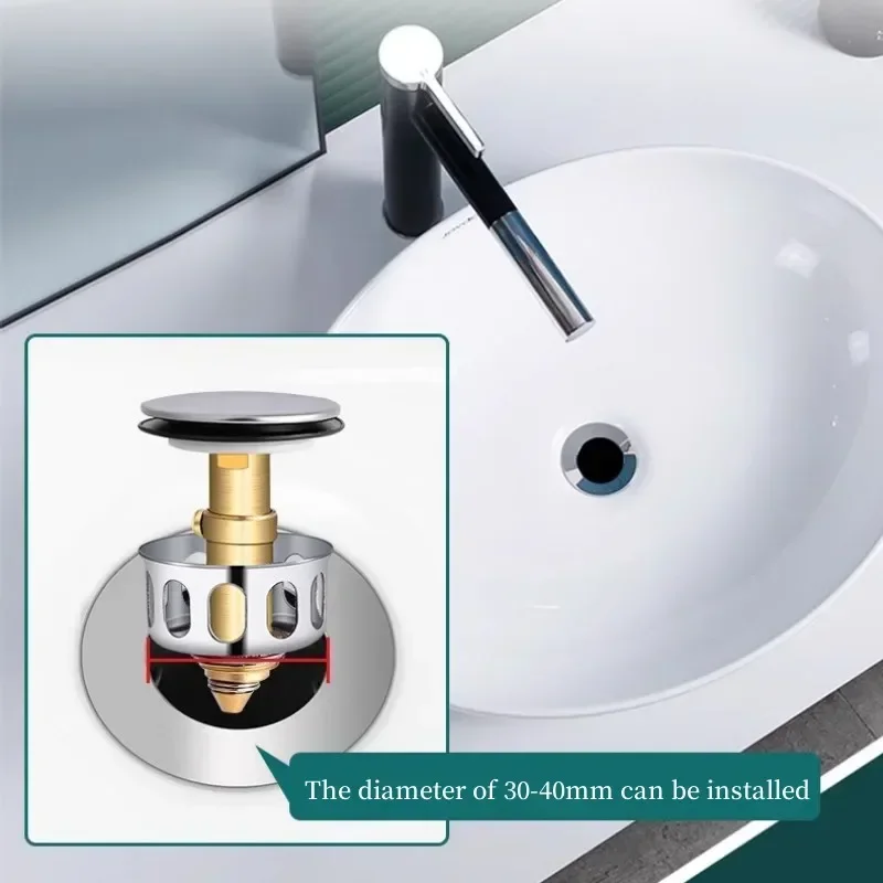 Universal Metal Bathtub Strainer Plug with Pop-up Drainer Waste Stopper Basin Drains Hair Catcher - Bathroom Accessory