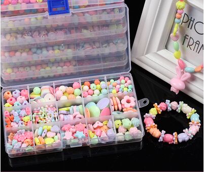 Plastik akryl perlesæt tilbehør gør-det-selv armbånd legetøj smykker fremstilling af børneperler sæt til børn: Puslespil 02