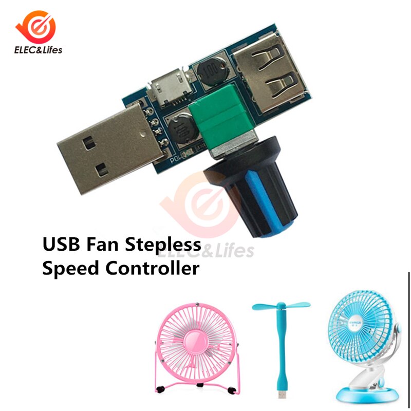 Régulateur de vitesse de ventilateur | MINI contrôleur de vitesse de ventilateur USB 5V régulateur de Volume d'air par vent, Module de commutation de réduction de bruit multifonction muette