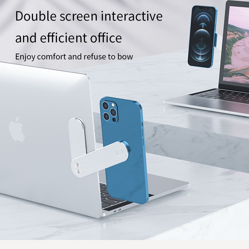 Magnetische Telefoon Houder Aluminium Dual-Screen Laptop Scherm Uitbreiden Stand Folding Side Mount Voor Ipad Iphone Xiaomi Beugel