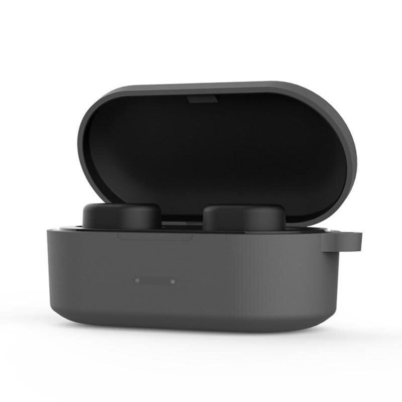 Caso do fone de ouvido de bluetooth apropriado para qcy t1s/qs2 conjunto de fone de ouvido de bluetooth capa protetora de silicone com gancho: gray